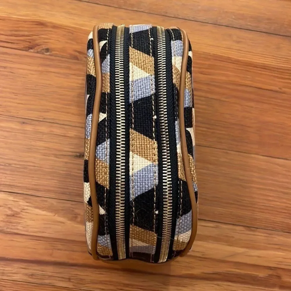 NWT Spartina 449 Linen & Leather Cosmetic Bag